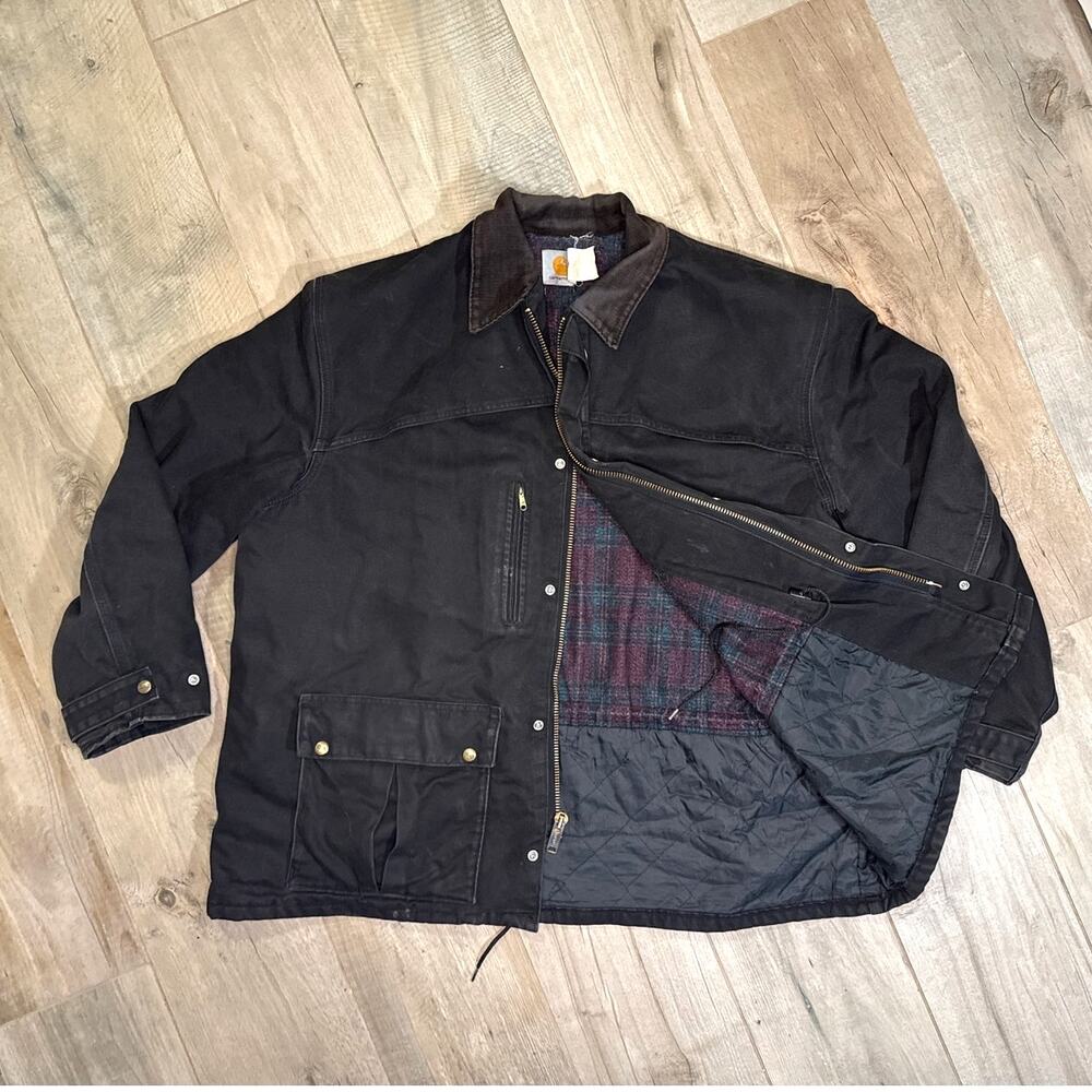Vintage 90s Black Carhartt Blanket Lined Jacket C100NX Size XXL REG